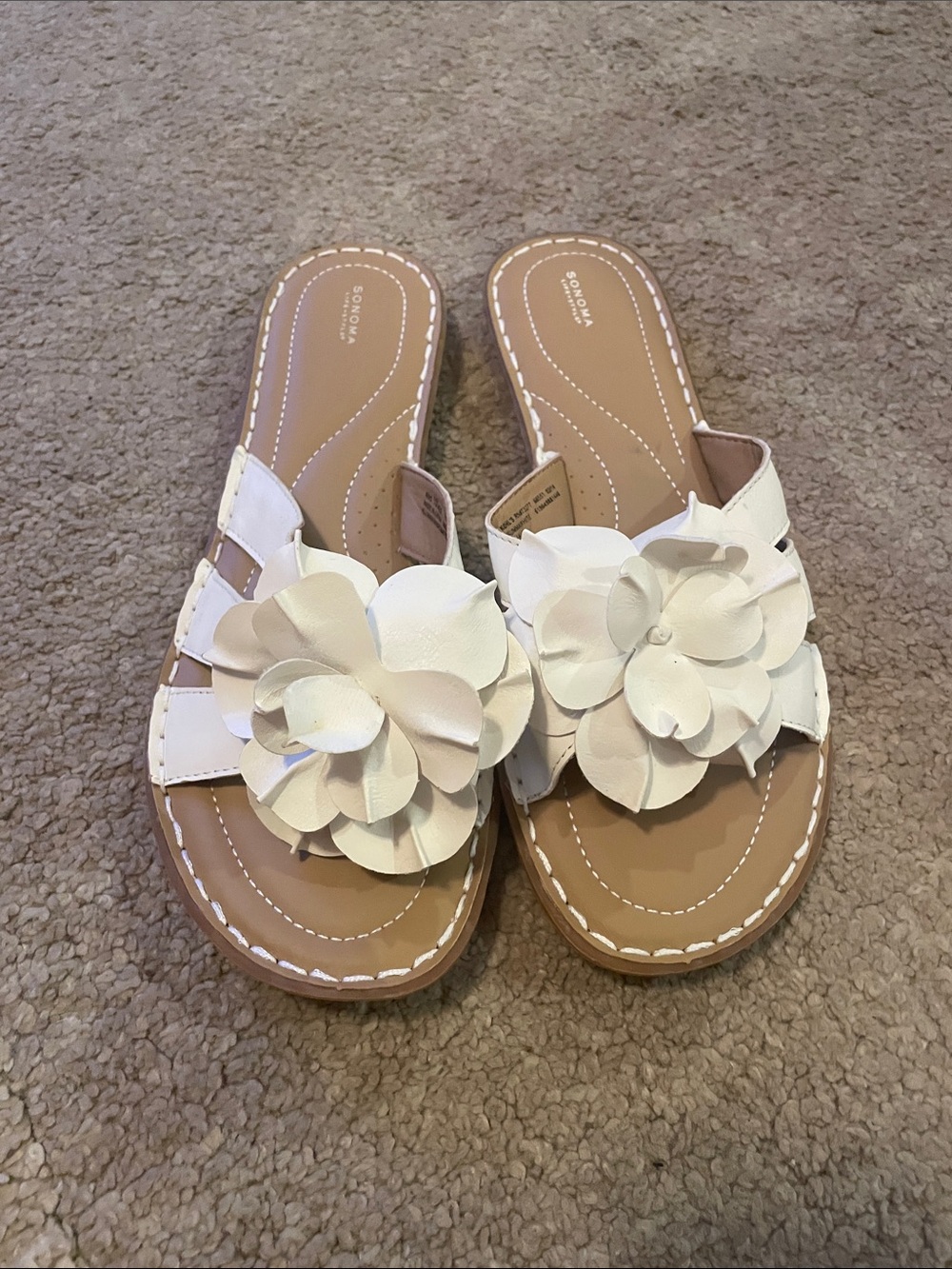 Sonoma White Floral Slide Sandals for Women